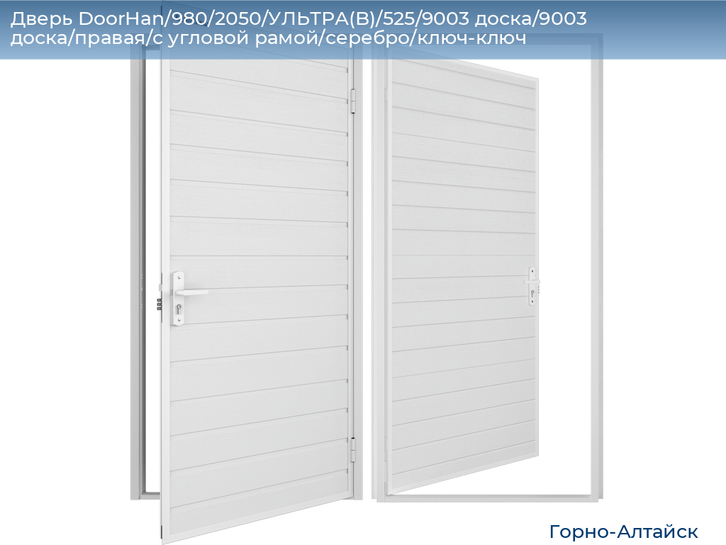 Дверь DoorHan/980/2050/УЛЬТРА(B)/525/9003 доска/9003 доска/правая/с угловой рамой/серебро/ключ-ключ, gorno-altaisk.doorhan.ru