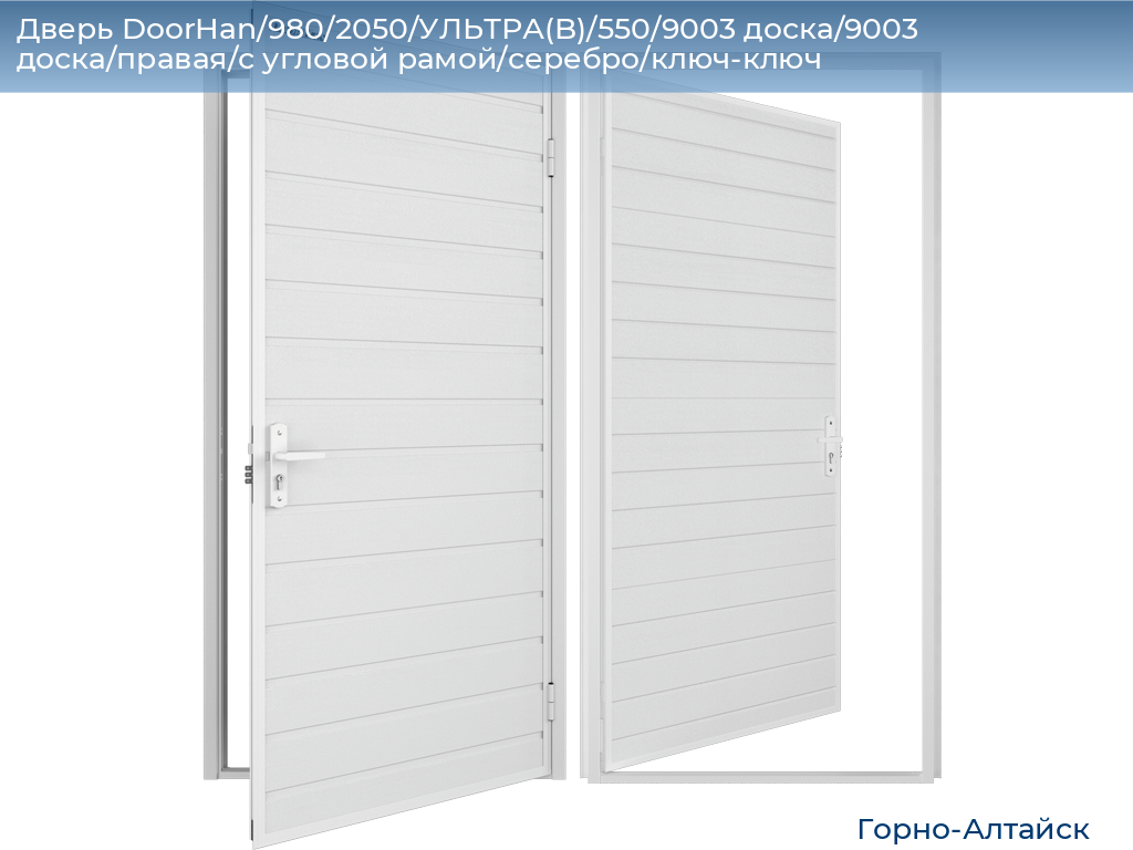 Дверь DoorHan/980/2050/УЛЬТРА(B)/550/9003 доска/9003 доска/правая/с угловой рамой/серебро/ключ-ключ, gorno-altaisk.doorhan.ru