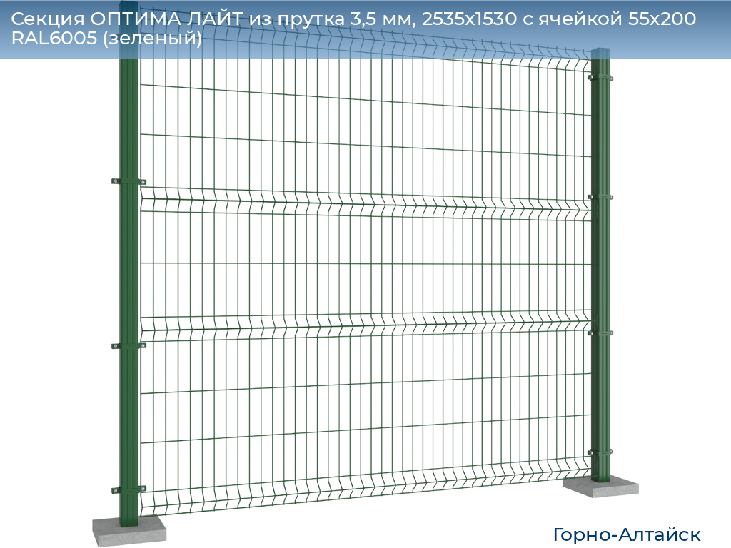 Секция ОПТИМА ЛАЙТ из прутка 3,5 мм, 2535x1530 с ячейкой 55х200 RAL6005 (зеленый), gorno-altaisk.doorhan.ru